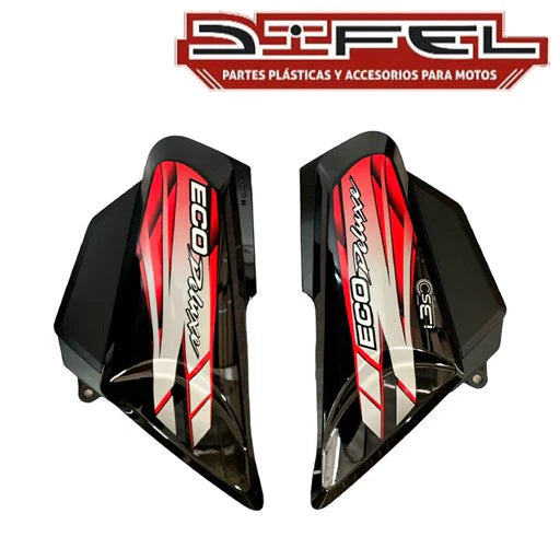 Tapa lateral eco deluxe negro/rojo par